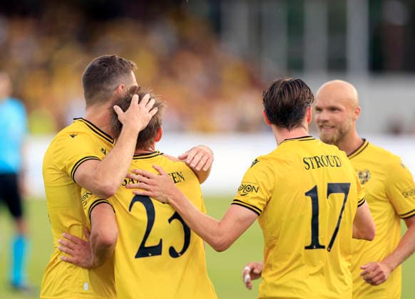 SÖLVESBORG, SWEDEN 20260721 Mjällby s 23 Ãki Samuelsen celebrates after his 1-0 goal during Tuesday s football match, second qualifying round for the Champions League, first leg Mjällby AIF- Lincoln Red Imps FC, at Strandvallen in Sölvesborg, Sweden, 21 July 2026. SÖLVESBORG SWEDEN x10600x *** SÖLVESBORG, SWEDEN, July 21, 2026 Mjällby S 23 Åki Samuelsen celebrates after scoring the 1-0 goal during Tuesday’s soccer match—the second qualifying round of the Champions League, first leg between Mjällby AIF and Lincoln Red Imps FC—at Strandvallen in Sölvesborg, Sweden, July 21, 2026 SÖLVESBORG SWEDEN x10600x  Copyright: xAndreasxHillergren TTx CHAMPIONS LEAGUE QUALIFYING MJÄLLBY-LINCOLN RED IMPS