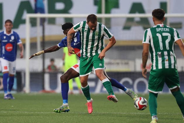 Robert Muric of Floriana is in action during the UEFA Conference League Second qualifying round, 1st Leg match between Floriana and Drita at Centenary Stadium, Ta Qali, Malta on 21 July, 2026. Floriana v Drita - UEFA Conference League Second Qualifying Round 1st Leg