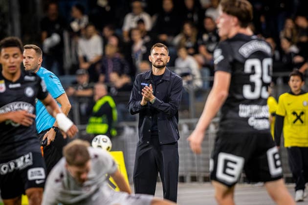 STURM GRAZ - HEARTS Head coach of Sturm Fabio Ingolitsch during the first leg of second qualifying round of UEFA Champions League football match between Sturm Graz and Heart of Midlothian FC at the Merkur Arena (Stadion Graz Liebenau). Graz, Austria, July 21, 2026. Photo by Branislav Racko Copyright: xx 080A1787