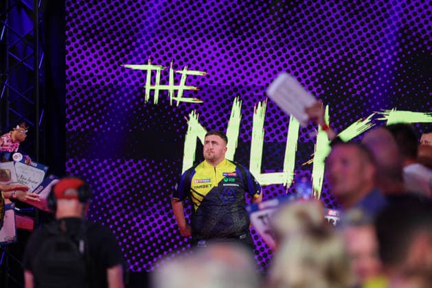 RECORD DATE NOT STATED 21st July 2026, Winter Gardens, Blackpool, Lancashire, England; 2026 Betfred World Matchplay Darts, Day Four; Luke Littler during his walk on AidanxHunter