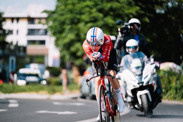 113th Tour de France 2026 - Stage 16 Tobias Foss of the Ineos Cycling Team rides during the 16th stage of the 113th Tour de France, a time trial between Evian and Thonon. Thonon-les-Bains France  Copyright: xGautierxDemouveauxx originalFilename:demouveaux-notitle260721_nphsN.jpg