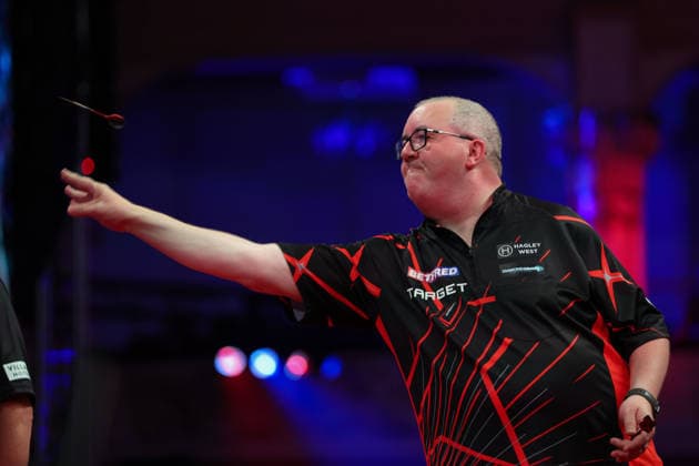 RECORD DATE NOT STATED 21st July 2026, Winter Gardens, Blackpool, Lancashire, England; 2026 Betfred World Matchplay Darts, Day Four; Stephen Bunting in action at the oche during his game against Josh Rock AidanxHunter