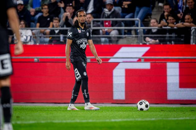STURM GRAZ - HEARTS Emran Soglo of Sturm during the first leg of second qualifying round of UEFA Champions League football match between Sturm Graz and Heart of Midlothian FC at the Merkur Arena (Stadion Graz Liebenau). Graz, Austria, July 21, 2026. Photo by Branislav Racko Copyright: xx 080A1850