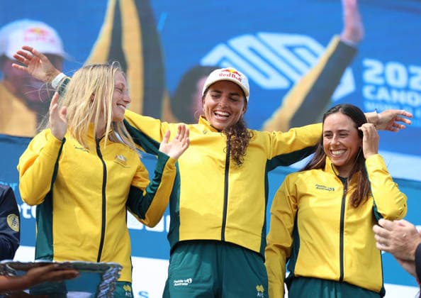 July 21, 2026, Oklahoma City, Oklahoma, USA: KATE ECKHARDT, JESSICA FOX, NOEMIE FOX of Australia gold medalist of Women Kayak Teams on 2026 ICF Canoe Slalom World Championships, Oklahoma City, USA. Oklahoma City USA - ZUMAc278 20260721_zsp_c278_006 Copyright: xMarcinxCholewinskix