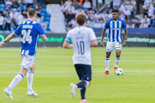 Aarhus GF v Lech Poznan, UEFA Champions League qualification, Randers, Denmark Randers, Denmark. 21st, July 2026. Terry Yegbe (59) of Lech Poznan seen during the UEFA Champions League qualification match between Aarhus GF F and Lech Poznan at Randers Stadion in Randers. Denmark, Randers  Copyright: xGonzalesxPhoto RasmusxJensenx