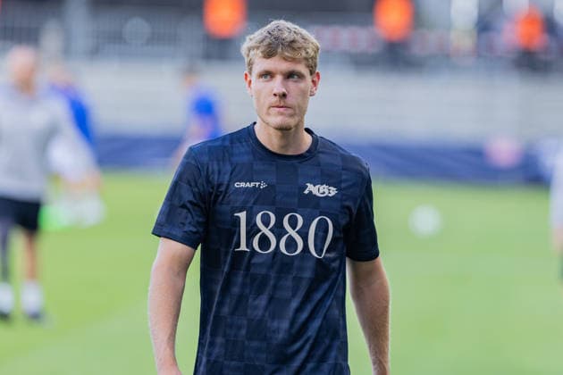 Aarhus GF v Lech Poznan, UEFA Champions League qualification, Randers, Denmark Randers, Denmark. 21st, July 2026. Sebastian Jorgensen of Aarhus GF seen warming up for the UEFA Champions League qualification match between Aarhus GF F and Lech Poznan at Randers Stadion in Randers. Denmark, Randers  Copyright: xGonzalesxPhoto RasmusxJensenx