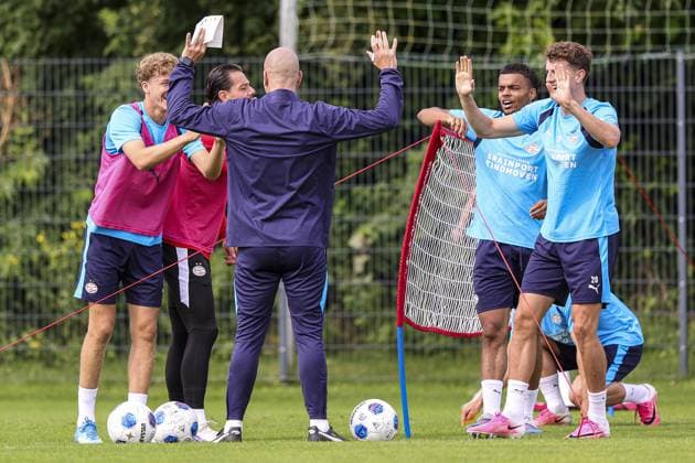 MARIENFELD , 22-07-2026 , trainingsfield Hotel-Residence Klosterpforte , season 2026 2027 , Dutch pre-season football , training PSV , picture shows PSV Playersz have fun during training PSV training camp 22-07-2026  x205149440x Copyright: