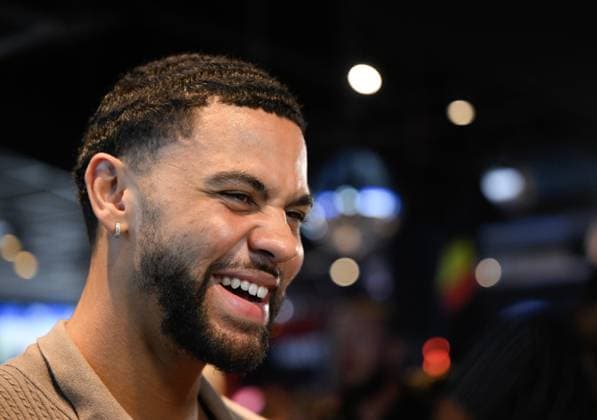 Belgian NBA, Basketball Herren, USA player from Oklahoma City Ajay Mitchell picture during a meet and greet, Wednesday 22 July 2026 in Herstal. JOHNxTHYS  x181730039x