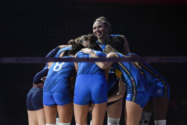RECORD DATE NOT STATED Women s Volleyball Nations League (VNL) 2026 Finals - Italy VS Netherlands Sarah Luisa Fahr(No.19) and players from team Italy during a match of Italy and Netherlands at Women s Volleyball Nations League (VNL) 2026 Finals on July 22, 2026 in Macau. (Photo by Ellan Mad Nexpher Images) Macau