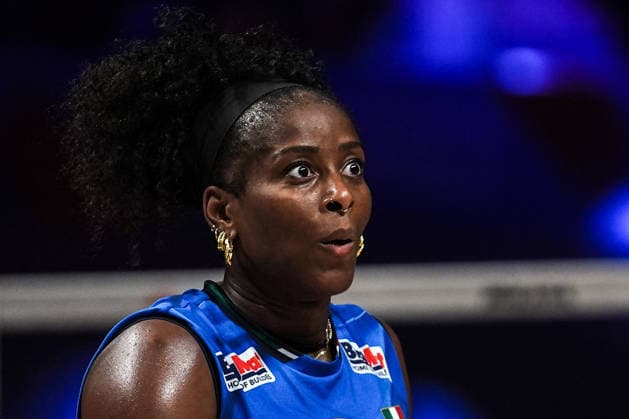 Italy v Netherlands - 2026 FIVB Women s Volleyball Nations League ?????? MACAU, CHINA - JULY 22: Myriam Fatime Sylla (17) of Italy celebrates a point during the 2026 FIVB Women s Volleyball Nations League quarter-final match between Italy and Netherlands at East Asian Games Dome in Macau, China on July 22, 2026. Dilara Irem Sancar Anadolu Macau China. Editorial use only. Please get in touch for any other usage.  Copyright: x2026xAnadoluxDilaraxIremxSancarx