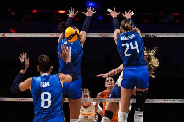 Italy v Netherlands - 2026 FIVB Women s Volleyball Nations League ?????? MACAU, CHINA - JULY 22: Ekaterina Antropova (24) of Italy in action during the 2026 FIVB Women s Volleyball Nations League quarter-final match between Italy and Netherlands at East Asian Games Dome in Macau, China on July 22, 2026. Dilara Irem Sancar Anadolu Macau China. Editorial use only. Please get in touch for any other usage.  Copyright: x2026xAnadoluxDilaraxIremxSancarx