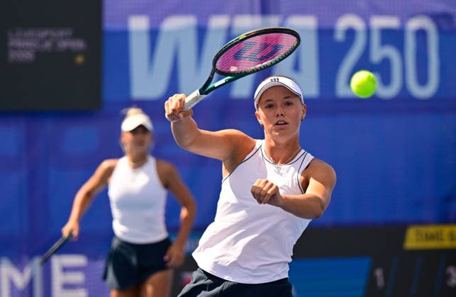 Denisa Zoldakova of Czech Republic during the women s WTA, Tennis Damen 250 Livesport Prague Open 2026 tennis tournament doubles round of 16 match against Hao-Ching Chan of Taiwan and Miyu Kato of Japan, on July 22, 2026, in Prague, Czech Republic. (CTKxPhoto RomanxVondrous) CTKPhotoP2026072202848  CTKPhotoP2026072202848