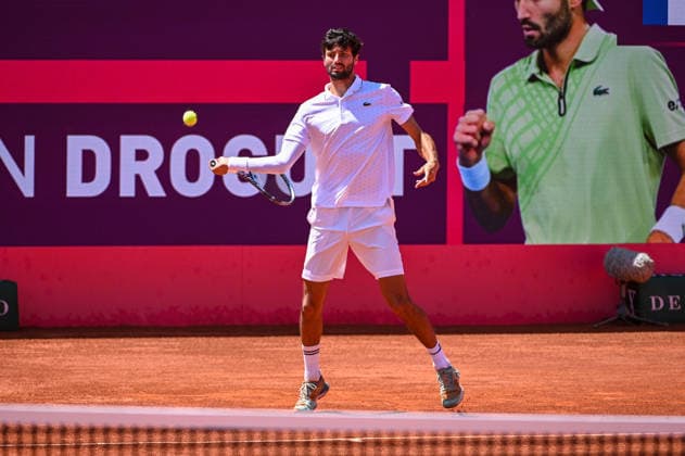 July 22, 2026, Lisbon, Lisbon, Portugal: TITOUAN DROGUET in action during the Round of 16 at the Millennium Estoril Open ATP, Tennis Herren tennis tournament at Clube de Tenis do Estoril. Lisbon Portugal - ZUMAr238 20260722_zip_r238_005 Copyright: xRicardoxRochax