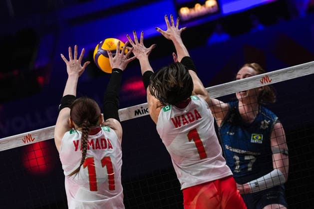 Brazil v Japan - 2026 FIVB Women s Volleyball Nations League ?????? MACAU, CHINA - JULY 22: Yukiko Wada (1) and Nichika Yamada (11) of Japan in action during 2026 FIVB Women s Volleyball Nations League quarter-final match between Brazil and Japan at East Asian Games Dome in Macau, China on July 22, 2026. Dilara Irem Sancar Anadolu Macau China. Editorial use only. Please get in touch for any other usage.  Copyright: x2026xAnadoluxDilaraxIremxSancarx
