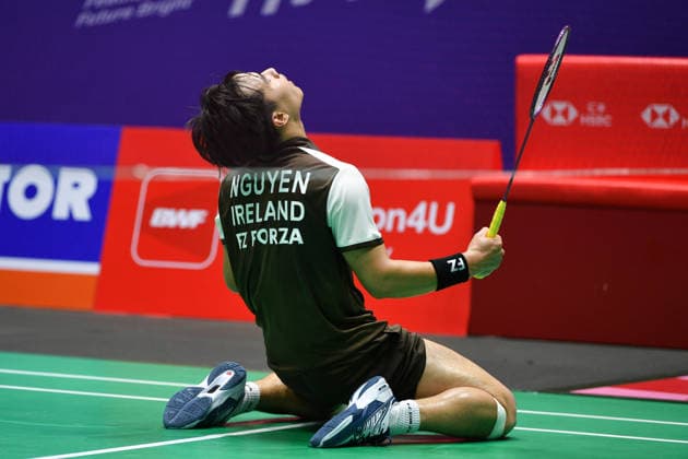 CHANGZHOU, CHINA - JULY 22: Nhat Nguyen of Ireland reacts in the Men s Singles Round of 32 match against Li Shifeng of China on day 2 of the China Open 2026 at Changzhou Olympic Sports Center Gymnasium on July 22, 2026 in Changzhou, Jiangsu Province of China.  Copyright: xVCGx 111655766172