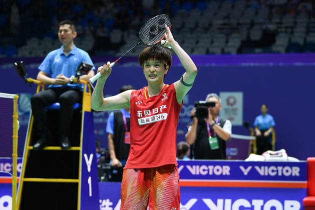 CHANGZHOU, CHINA - JULY 22: Wang Zhiyi of China reacts after the Women s Singles Round of 32 match against Kirsty Gilmour of Scotland on day 2 of the China Open 2026 at Changzhou Olympic Sports Center Gymnasium on July 22, 2026 in Changzhou, Jiangsu Province of China.  Copyright: xVCGx 111655747129