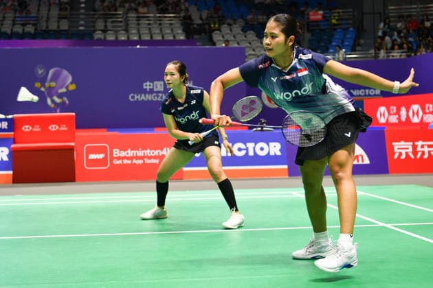 CHANGZHOU, CHINA - JULY 22: Rachel Allessya Rose and Febi Setianingrum of Indonesia compete in the Women s Doubles Round of 32 match against Jia Yifan and Zhang Shuxian of China on day 2 of the China Open 2026 at Changzhou Olympic Sports Center Gymnasium on July 22, 2026 in Changzhou, Jiangsu Province of China.  Copyright: xVCGx 111655750217
