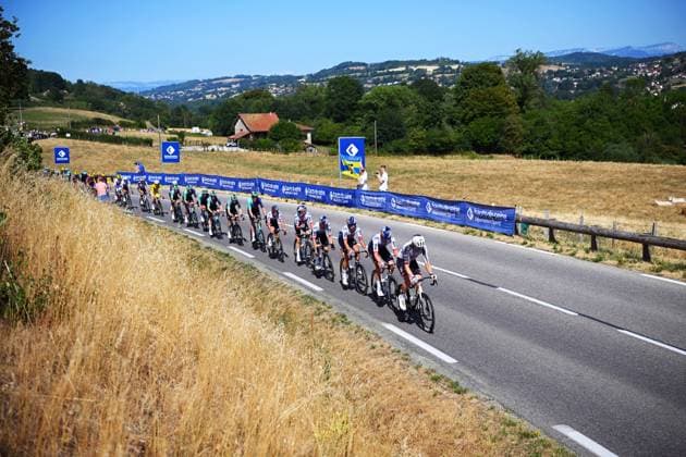 The pack of riders pictured in action during stage 17 of the 2026 Tour de France cycling race, a stage of 175km from Chambery to Voiron, on Wednesday 22 July 2026. The 113th edition of the Tour de France starts on Saturday 4 July in Barcelona, Spain, and will finish in Paris, France on the 26th of July. POOLxGREGORYxVANxGANSEN  x181761726x