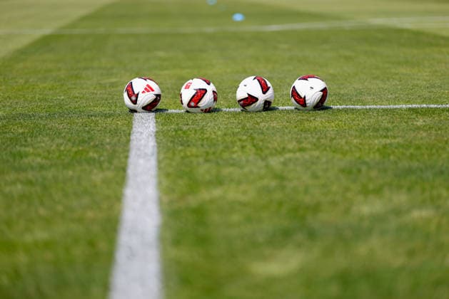 SOCCER - Schalke vs Kharkiv, test match KEMATEN,AUSTRIA,22.JUL.26 - SOCCER - 1. DFL, 1. Deutsche Bundesliga, Premjer-Liha, FC Schalke 04 vs FC Kharkiv, test match. Image shows a feature with balls.  GEPAxpictures xMarkoxVulic