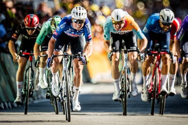 Belgian Jasper Philipsen of Alpecin-Premier Tech celebrates as he crosses the finish line to win the stage 17 of the 2026 Tour de France cycling race, a stage of 175km from Chambery to Voiron, on Wednesday 22 July 2026. The 113th edition of the Tour de France starts on Saturday 4 July in Barcelona, Spain, and will finish in Paris, France on the 26th of July. JASPERxJACOBS  x181773805x