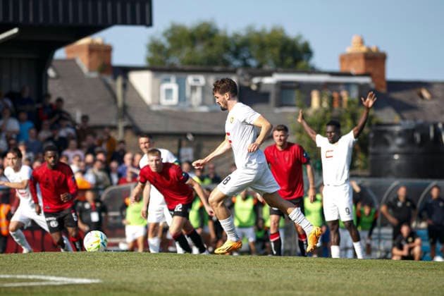 Toni Domgjoni seen scoring goal during UEFA Conference League qualifying game between teams of Bohemians FC and FC Ballkani (Maria Eduarda Lopes Ball Raw Images) Dublin Dalymount Park Ireland Copyright: xMariaxEduardaxLopesx mariaeduarda_bohemians_fcballkani_2627-33