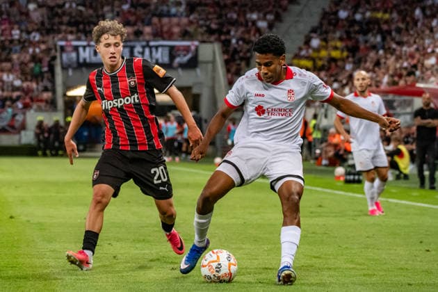 Filip Trello and Diego Medina seen during UEFA Conference League qualifying game between teams of Spartak Trnava and CSKA 1948 Sofia (Matej Sagan Ball Raw Images) Trnava Anton Malatinsky Stadium Slovakia Copyright: xMatejxSaganx DSC09778