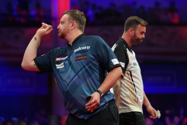 RECORD DATE NOT STATED 22nd July 2026, Winter Gardens, Blackpool, Lancashire, England; 2026 Betfred World Matchplay Darts, Day Five; Cameron Menzies in action at the oche during his game against Ross Smith AidanxHunter