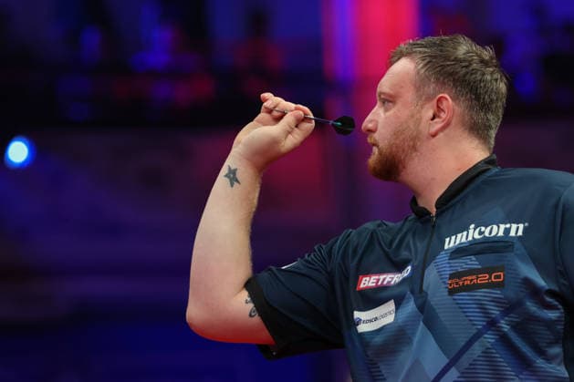 RECORD DATE NOT STATED 22nd July 2026, Winter Gardens, Blackpool, Lancashire, England; 2026 Betfred World Matchplay Darts, Day Five; Cameron Menzies in action at the oche during his game against Ross Smith AidanxHunter