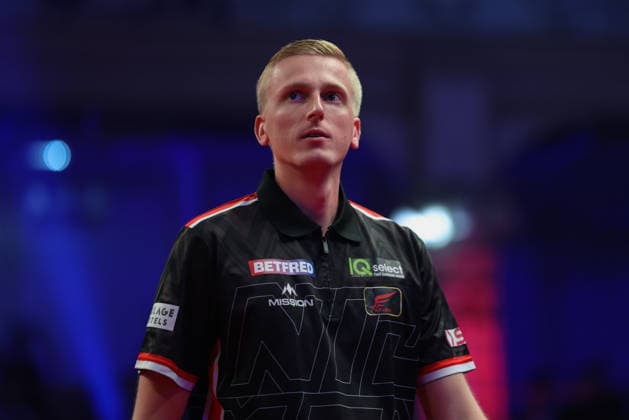 RECORD DATE NOT STATED 22nd July 2026, Winter Gardens, Blackpool, Lancashire, England; 2026 Betfred World Matchplay Darts, Day Five; Wessel Nijman during his walk on AidanxHunter