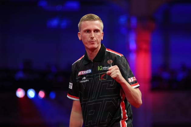 RECORD DATE NOT STATED 22nd July 2026, Winter Gardens, Blackpool, Lancashire, England; 2026 Betfred World Matchplay Darts, Day Five; Wessel Nijman reacts during his game against Gian van Veen AidanxHunter