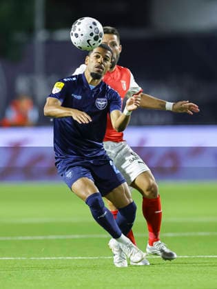 Zeleznicar v Braga- UEFA Conference League Season 2026 2027 Sylvester Alexander Enitombra Jasper (L) of Zeleznicar in action against Joao Moutinho of Braga during the UEFA Conference League Season 2026 2027 Second qualifying round 1st leg match between FK Zeleznicar Pancevo and FC Braga at stadium SC Mladost on July 22, 2026 in Pancevo, Serbia. Pancevo Serbia Copyright: xSrdjanxStevanovicx x