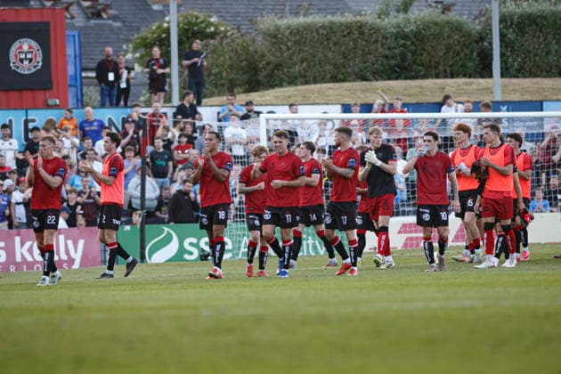 Players of Bohemians seen during UEFA Conference League qualifying game between teams of Bohemians FC and FC Ballkani (Maria Eduarda Lopes Ball Raw Images) Dublin Dalymount Park Ireland Copyright: xMariaxEduardaxLopesx mariaeduarda_bohemians_fcballkani_2627_3-33