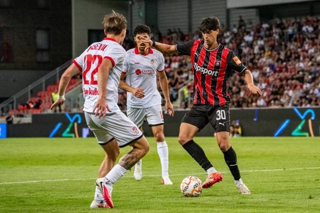 Ognjen Gasevic, Moataz Zemzemi and Luka Khorkheli seen during UEFA Conference League qualifying game between teams of Spartak Trnava and CSKA 1948 Sofia (Matej Sagan Ball Raw Images) Trnava Anton Malatinsky Stadium Slovakia Copyright: xMatejxSaganx DSC09877