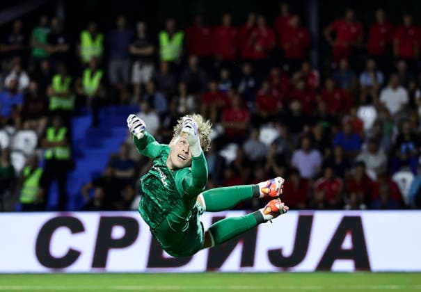 Zeleznicar v Braga- UEFA Conference League Season 2026 2027 goalkeeper Lukas Hornicek of Braga in action during the UEFA Conference League Season 2026 2027 Second qualifying round 1st leg match between FK Zeleznicar Pancevo and FC Braga at stadium SC Mladost on July 22, 2026 in Pancevo, Serbia. Pancevo Serbia Copyright: xSrdjanxStevanovicx x