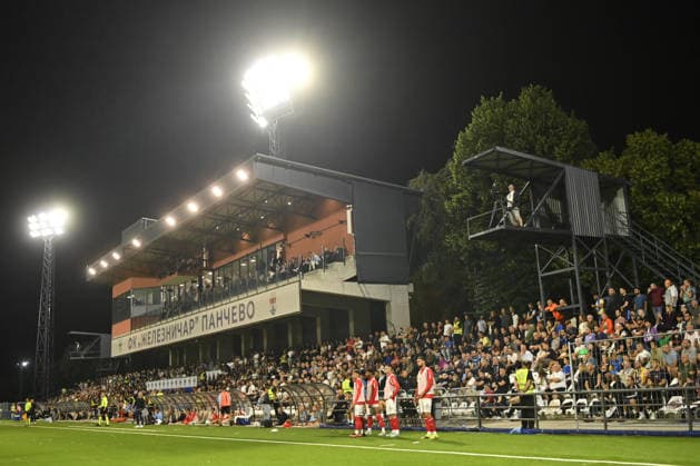 ZELEZNICAR PANCEVO vs BRAGA SUPPORTERS football Zeleznicar Pancevo vs Braga UEFA Conference league qualifications match at SC Mladost stadium, Pancevo 22.07.2026 Foto: FOOTBALL, UEFA CONFERENCE LEAGUE, ZELEZNICAR PANCEVO, BRAGA, QUALIFICATIONS Pancevo SC Mladost stadium Serbia Copyright: xMarkoxMetlas xMNxPressx