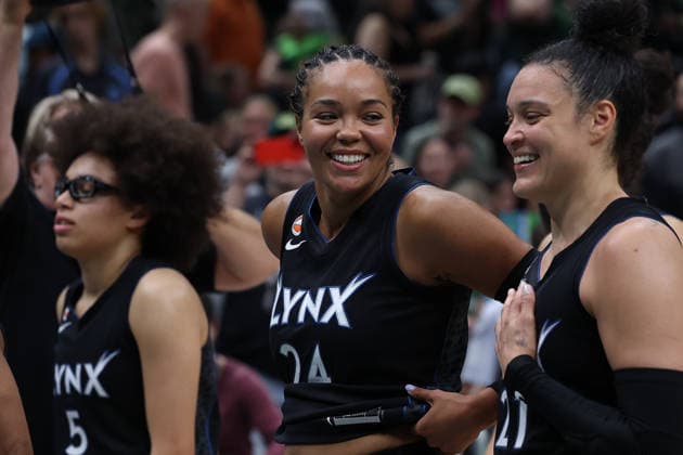 July 22, 2026, Seattle, Washington, USA: Minnesota Lynx forward NAPHEESA COLLIER (24) walks off the court with teammates guard OLIVIA MILES (5) and guard KAYLA MCBRIDE (21) following the WNBA, Basketball Damen, USA match between the Seattle Storm and Minnesota Lynx at Climate Pledge Arena in Seattle. WNBA 2026: Minnesota 86:76 Seattle  - ZUMAd218 20260722_zsp_d218_013 Copyright: xRichardxDizonx