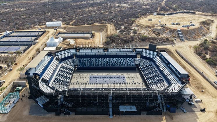 LOS CABOS TENNIS OPEN 2026 LOS CABOS TENNIS OPEN 2026 AERIAL VIEW 21072026 LOS CABOS, MEXICO. Aerial photo of the main stadium of the Cabo Sorts Complex, prior to the start of the Los Cabos Tennis Open 2026 in Baja California, Mexico. Foto area del estadio principal del Cabo Sports Complex, previa al arranque del Los Cabos Tennis Open 2026 en Baja California, Mexico. PHOTO BY IMAGENSHOP AGENCIA FOTOGRAFICA *** LOS CABOS TENNIS OPEN 2026 LOS CABOS TENNIS OPEN 2026 AERIAL VIEW 21072026 LOS CABOS, MEXICO Aerial photo of the main stadium of the Cabo Sports Complex, prior to the start of the Los Cabos Tennis Open 2026 in Baja California, Mexico Aerial view of the main stadium of the Cabo Sports Complex, prior to the start of the Los Cabos Tennis Open 2026 in Baja California, Mexico PHOTO BY IMAGENSHOP PHOTO AGENCY Copyright: xIMAGENSHOPxAGENCIAxFOTOGRAFICAx