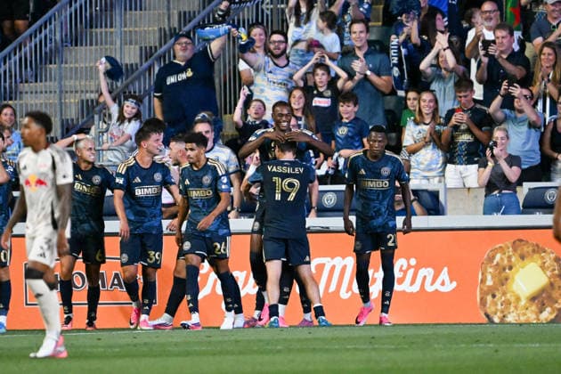 CHESTER, PA - JULY 22: Philadelphia Union midfield Neil Pierre 44 reacts to scoring a goal during the game between the Philadelphia Union and the New York Red Bulls on July 22nd, 2026 at Subaru Park in Chester, PA. (Photo by Terence Lewis Icon Sportswire) SOCCER: JUL 22 MLS, Fussball Herren, USA Philadelphia Union vs Red Bull New York EDITORIAL USE ONLY Icon260722017