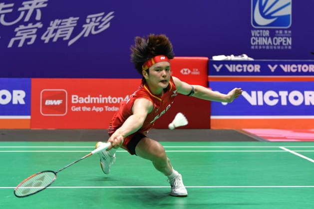 CHANGZHOU, CHINA - JULY 23: Wang Zhiyi of China competes in the Women s Singles Round of 16 match against Sim Yu-jin of South Korea on day 3 of the China Open 2026 at Changzhou Olympic Sports Center Gymnasium on July 23, 2026 in Changzhou, Jiangsu Province of China.  Copyright: xVCGx 111655926559