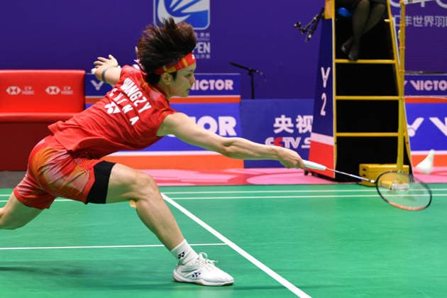 CHANGZHOU, CHINA - JULY 23: Wang Zhiyi of China competes in the Women s Singles Round of 16 match against Sim Yu-jin of South Korea on day 3 of the China Open 2026 at Changzhou Olympic Sports Center Gymnasium on July 23, 2026 in Changzhou, Jiangsu Province of China.  Copyright: xVCGx 111655926555