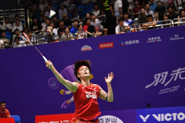 CHANGZHOU, CHINA - JULY 23: Wang Zhiyi of China competes in the Women s Singles Round of 16 match against Sim Yu-jin of South Korea on day 3 of the China Open 2026 at Changzhou Olympic Sports Center Gymnasium on July 23, 2026 in Changzhou, Jiangsu Province of China.  Copyright: xVCGx 111655926556