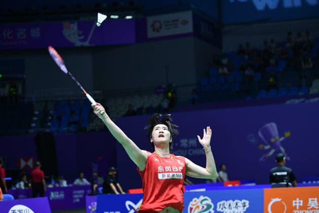 CHANGZHOU, CHINA - JULY 23: Chen Yufei of China competes in the Women s Singles Round of 16 match against PV Sindhu of India on day 3 of the China Open 2026 at Changzhou Olympic Sports Center Gymnasium on July 23, 2026 in Changzhou, Jiangsu Province of China.  Copyright: xVCGx 111655925849