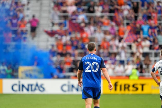 July 22, 2026, Cincinnati, Ohio, USA: FC Cincinnati midfield Pavel Bucha (20) walking back towards midfield after scoring the first goal of the game as fans celebrate in the background during an MLS, Fussball Herren, USA game at TQL Stadium Soccer 2026:FC Cincinnati V Vancouver Whitecaps  - ZUMAt168 20260722_zsp_t168_033 Copyright: xTrentxPattersonx