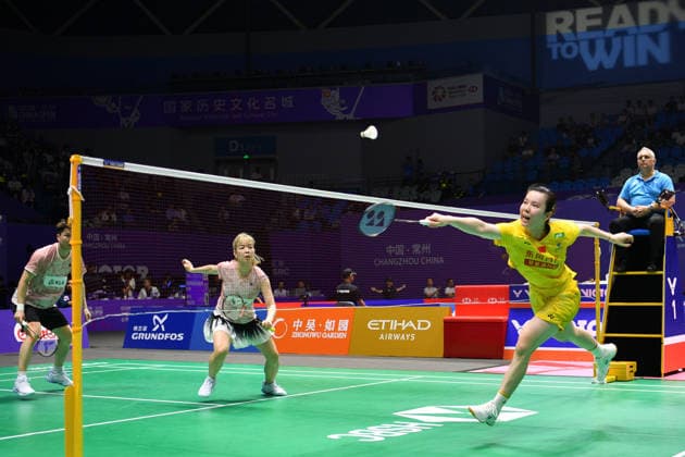 CHANGZHOU, CHINA - JULY 23: Guo Xinwa and Chen Fanghui of China compete in the Mixed Doubles Round of 16 match against Goh Soon Huat and Shevon Jemie Lai of Malaysia on day 3 of the China Open 2026 at Changzhou Olympic Sports Center Gymnasium on July 23, 2026 in Changzhou, Jiangsu Province of China.  Copyright: xVCGx 111655926993