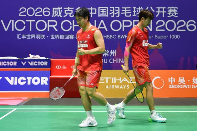 CHANGZHOU, CHINA - JULY 23: Liang Weikeng and Wang Chang of China react in the Men s Doubles Round of 16 match against Choi Sol-gyu of South Korea and Goh V Shem of Malaysia on day 3 of the China Open 2026 at Changzhou Olympic Sports Center Gymnasium on July 23, 2026 in Changzhou, Jiangsu Province of China.  Copyright: xVCGx 111655938956