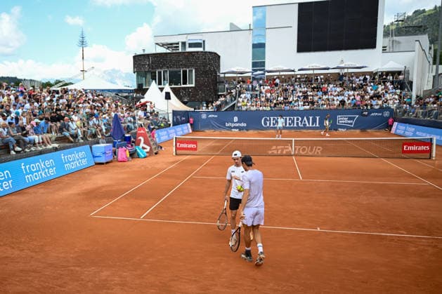 TENNIS - ATP, Tennis Herren Generali Open 2026 KITZBUEHEL,AUSTRIA,23.JUL.26 - TENNIS - ATP World Tour, Generali Open. Image shows Lukas Neumayer and Joel Schwaerzler (AUT).  GEPAxpictures xDanielxSchoenherr