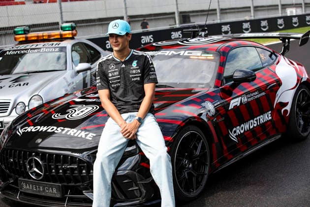 F1 - HUNGARIAN GRAND PRIX 2026 RUSSELL George (gbr), Mercedes AMG F1 Team W17, portrait FIA Mercedes-AMG GT Black Series Safety Car during the Formula 1 Hungarian Grand Prix 2026, 11th round of the 2026 Formula One World Championship, WM, Weltmeisterschaft from July 24 to 26, 2026 on the Hungaroring, in Mogyorod near Budapest, Hungary - MogyorodHungary  Copyright: xXavixBonillax
