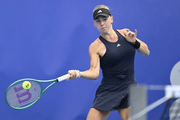 Maria Timofeeva of Uzbekistan playes against Sara Bejlek of Czech Republic during their match within the women s WTA, Tennis Damen 250 Livesport Prague Open 2026 tennis tournament in Prague, Czech Republic, on July 23, 2026. (CTKxPhoto MichalxKrumphanzl) CTKPhotoP2026072306280  CTKPhotoP2026072306280