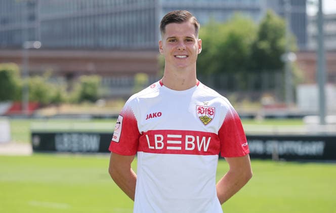 BAU Stuttgart ,Antonijo Janjic; VfB Stuttgart II ; 3.Liga; Porträttermin 2026 2027, *** BAU Stuttgart, Antonijo Janjic, VfB Stuttgart II, 3rd Division, Photo Shoot 2026–2027,
