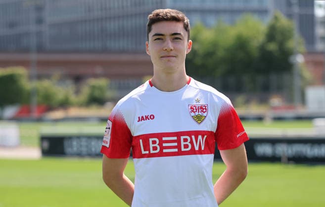 BAU Stuttgart , Tim Köhler; VfB Stuttgart II ; 3.Liga; Porträttermin 2026 2027, *** BAU Stuttgart, Tim Köhler, VfB Stuttgart II, 3rd Division, Photo Shoot 2026–2027,